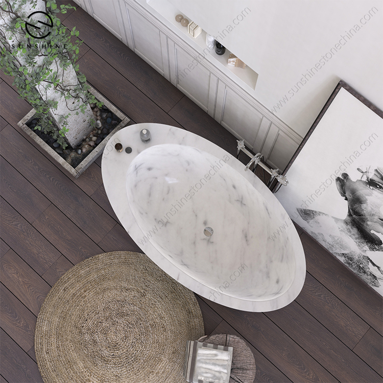 New Design Bianco Carrara Marble Freestanding Bathtubs 